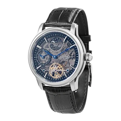 Image of Thomas Earnhshaw Men&#039;s Longitude Shadow Automatic Watch with Black Dial Skeleton Display and Leather Strap ES 8063 04