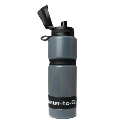 Image of water TO GO Active BPA free reusable purifier sports bottle with leakproof filter perfect for travel, camping, hiking, biking, cycling and survival in emergencies (75CL, BLACK)