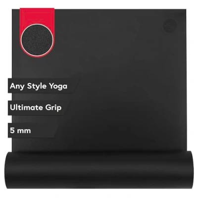 Image of Manduka GRP Adapt Hot Yoga Mat For Women and Men, Durable, Non Slip Grip, Sweat Resistant, 5mm Thick, 71 Inch, Jet Black