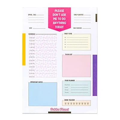 Image of Pukka Pad, Planet B5 Daily Planner Pad Featuring 100% Recycled Paper with Space for Calls, Emails, Exercise, Goals, to Go Lists, Notes, and Schedule 25 x 19cm