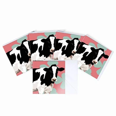 Image of Leslie Gerry Cow Blank Greeting Card Pack of 5 Multipack