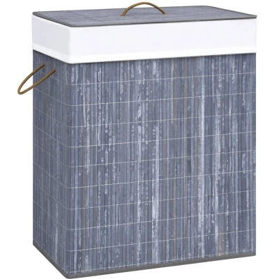Image of vidaXL Bamboo Laundry Basket Grey 83 L