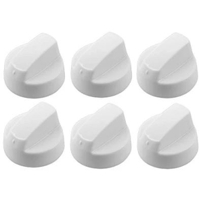 Image of Spares2go White Control Knobs for Bush Oven Cooker &amp; Hob (Pack of 6 + Adaptors)