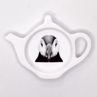 Image of Puffin Bust Design Fine Bone China Teabag Tidy