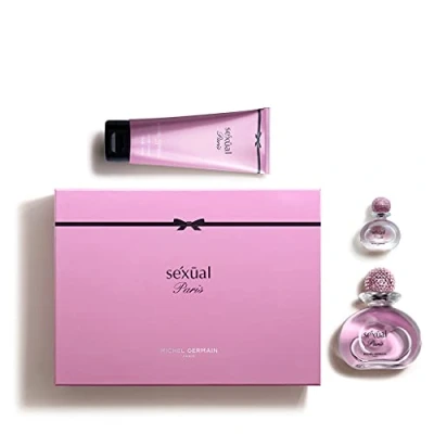 Image of Michel Germain Sexual Paris Gift Set for Women Floriental Fragrance Notes of Blackcurrant, Jasmine and Amber Long Lasting Includes EDP Spray, Miniature Parfum Body Lotion 3 pc
