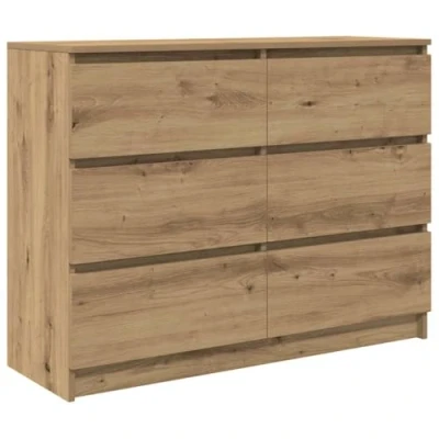 Image of vidaXL Sideboard Storage/Buffet Cabinet Artisan Oak, Engineered Wood, 100x35x76 cm Living Room/Dining/Office Modern Style, Ample Storage
