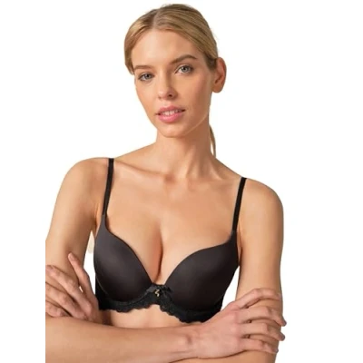 Image of Gossard Women&#039;s 7705 Superboost Underwired Lace Plunge T Shirt Bra, Black, 36F