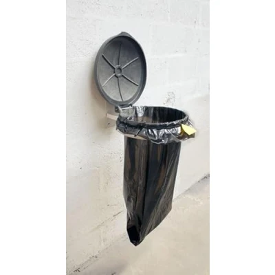 Image of Chabrias Ltd Wire Mesh Sackholder Full Guard Galvanised Outdoor Bin School Durable Construction Protection Rubber Lid Included Playgrounds &amp; Parks (Wall Mounted)