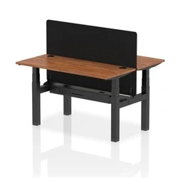 Image of Air B2B 1400x600 Adjustable 2P Bench Desk CP Walnut/Black + Screen