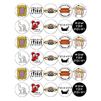 Image of 30 Friends TV Show Cupcake Toppers Edible Wafer Paper Fairy Cake Birthday Cakes