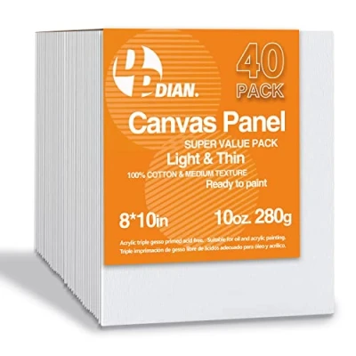 Image of Canvas Boards for Painting 40 Pack, 8 inch x 10 Super Value Artist Panels Oil &amp; Acrylic