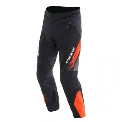 Image of Dainese Drake 2 Air Absoluteshell Pants, Motorbike Waterproof Trousers, Ventilated, with Removable Knee Protectors, Men, Black/Red Fluo, 60