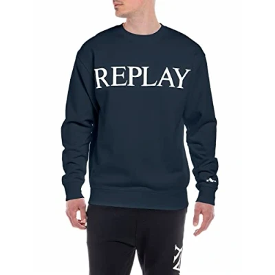 Image of REPLAY Men&#039;s M6527 Sweatshirt, Blue 085, M