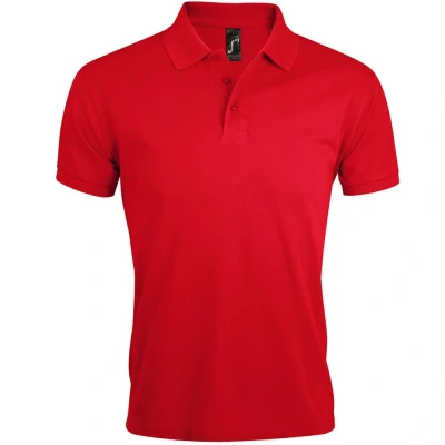 Image of SOLS Mens Prime Pique Plain Short Sleeve Polo Shirt (Red) Size Large