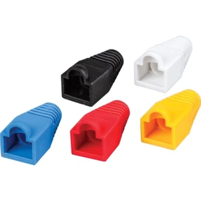 Image of Klein Tools VDV824 650 CAT6 /CAT5e Data Ethernet Network RJ45 Terminated Strain Relief Boots, Latch Protection, Color Coded 100 Pack,White