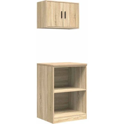 Image of vidaXL Garage Cabinets 2 pcs Sonoma Oak Engineered Wood