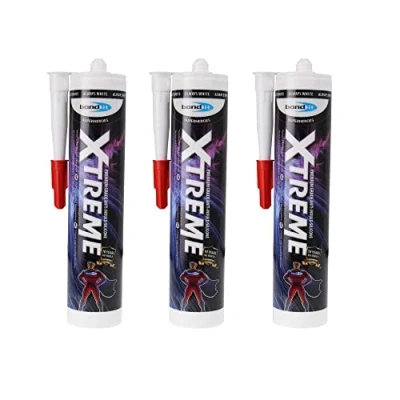 Image of Bond It 3 X Xtreme White Anti Mould Silicone sealant EU3 Cartridge 310ml a flexible, permanently waterproof ideal