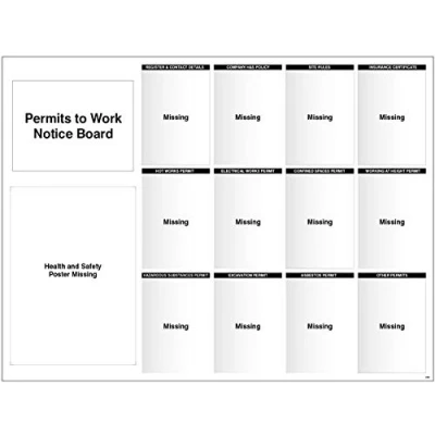 Image of Construction Signs Site Notice Board with doc wallets (Permits to Work) 1430x1075 5mm pvc Foam