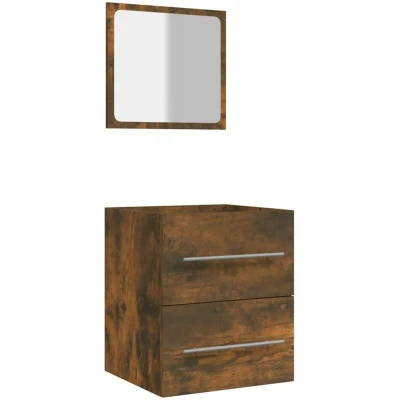 Image of vidaXL Bathroom Cabinet with Mirror Smoked Oak 41x38.5x48 cm Engineered Wood
