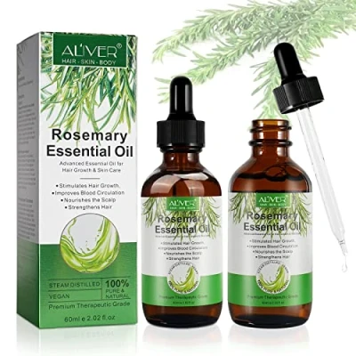 Image of 2PCS Rosemary Hair Growth Oil, Oil for &amp; Skin Care, 100% Natural Essential Brow and Eyelash Regrowth, Nourishes The Scalp, Strengthens Hair, Men Women