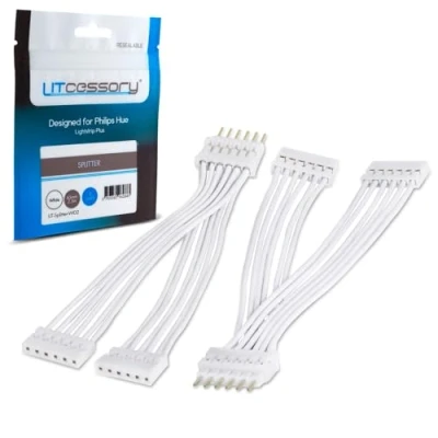 Image of Litcessory Splitter for Philips Hue Lightstrip Plus (2 Pack, White Standard 6 PIN V3)