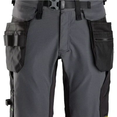 Image of Snickers FlexiWork Shorts Detachable Holster Pockets Steel Grey/Black 52
