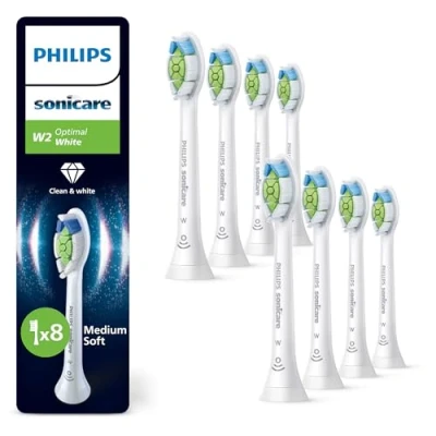 Image of Philips Sonicare W2 Optimal White, Genuine Replacement Toothbrush Heads, 8 Pack, HX6068/87