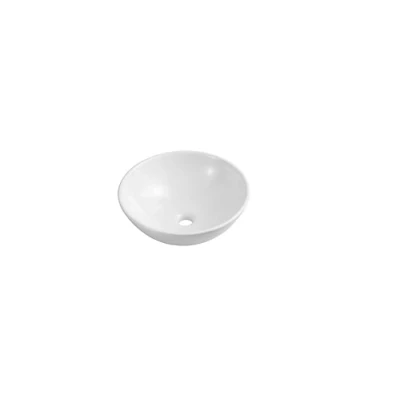 Image of iBathUK Hanover Round Countertop Basin, Compact Wash Basin Bathroom Sink, Ceramic Vessel Bowl Vanity Sink 415x415x160mm, White