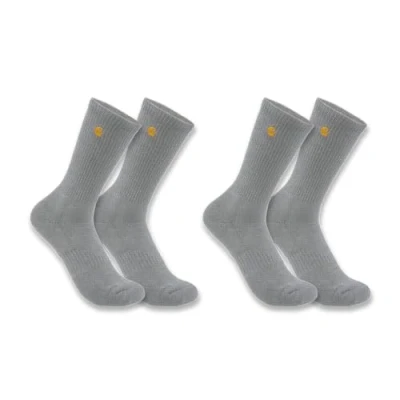 Image of Carhartt Men&#039;s Force Midweight Crew Sock 2 Pack Work, Heather Grey, Large