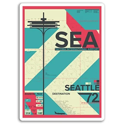 Image of 2 x 10cm Seattle Airport Vinyl Stickers America Sticker Laptop Luggage #17139 (10cm Tall)