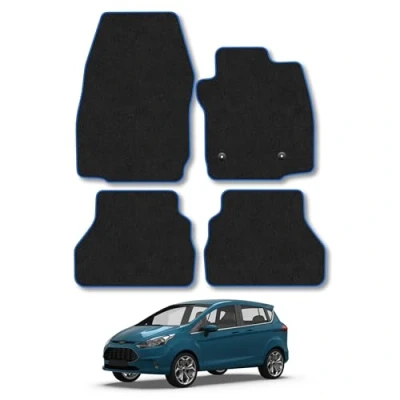Image of Car Mats Compatible with Ford B Max (2012 2015) Tailored Fit Blue Carpet Floor Set Accessory Custom 4 Pieces Anti Slip Backing &amp; Binding Trim Edge