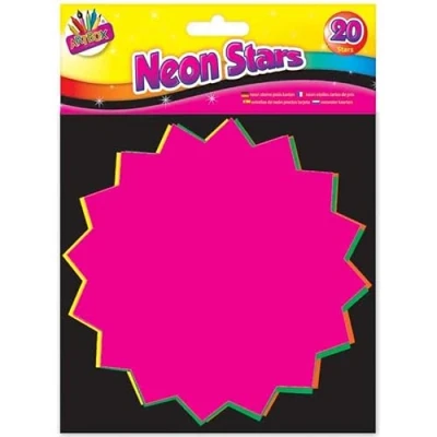 Image of FLUORESCENT FLASHES 20 Pack 15x15cm Stars Display Price Retail Notes Bright