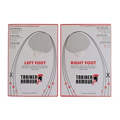 Image of Big Toe Hole Preventer for running shoes and fabric footwear. Black self adhesive patches with a clever applicator. Strong unnoticeable when fitted. Also footwear repair