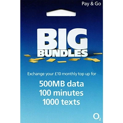 Image of O2 Big Bundle £10 Pay As You Go NANO SIM