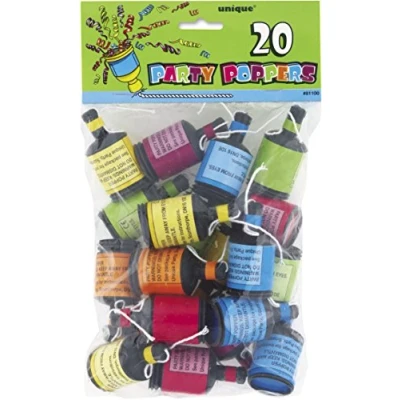 Image of Multicolor Party Poppers (Pack of 20) Fun and Easy to Use, Perfect for Celebrations Special Occasions