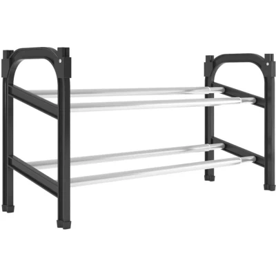 Image of vidaXL Extendable Shoe Rack with 2 Shelves 119x24x37 cm