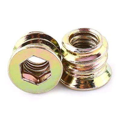 Image of 20Pcs Threaded Insert Nuts, Zinc Plated Carbon Steel Hex Socket Furniture Nuts M6/M8/M10 Nut Tool Kit for Wood Furniture(M6*10mm)