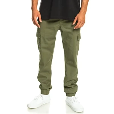 Image of Quiksilver Cuffed Cargo trousers, Men&#039;s, Size: 31, Four leaf clover