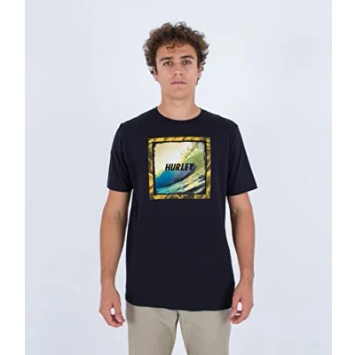 Image of Hurley Men&#039;s Evd Wave Hello S/S T Shirt, Black, S
