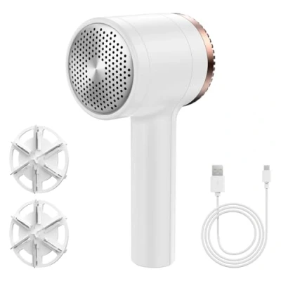 Image of Lint Remover, Rechargeable Bobble Remover for Clothes, Portable Fabric Shaver, Clothes Debobbler with 3 Speeds, Defuzzer, Remove Fuzz, Balls, Fluff Clothes&amp;Carpet (3 Blades Included)
