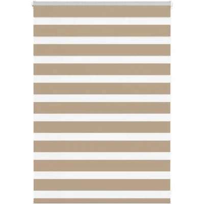 Image of vidaXL Zebra Blind Sand Brown 100x100 cm Fabric Width 95.9 Polyester