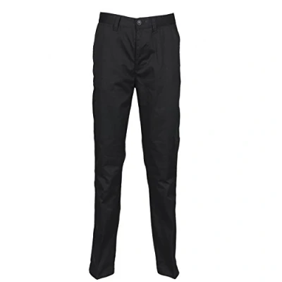 Image of Henbury Mens 65/35 Flat Fronted Chino Trousers (38R) (Black)