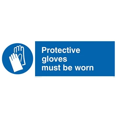 Image of Viking Signs MP286 L31 1M &quot;Protective Gloves Must Be Worn&quot; Sign, 1 mm Semi Rigid Plastic, 100 H x 300 W
