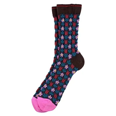 Image of JOE COOL Socks Embossed Retro Flower Made With Cotton &amp; Spandex