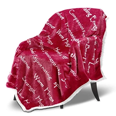 Image of EHC Luxuriously Soft Sherpa Blanket Wine Single (127 x 152 cm) Bed Blankets Fluffy Reversible Microfiber Warm for Bed, Armchair and Couch