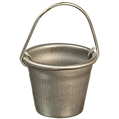 Image of Melody Jane Dolls House Metal Tin Bucket Miniature Silver Garden Kitchen Accessory 1:12