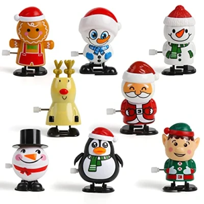 Image of VEYLIN 8 Pack Christmas Wind Up Toy Assortments Stocking Stuffers Toys for Kids Party Bag Fillers