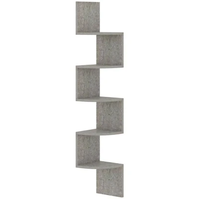 Image of vidaXL Wall Corner Shelf Concrete Grey 19x19x123 cm Engineered Wood