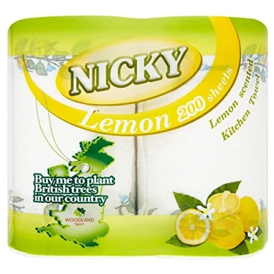 Image of Nicky Maxi Kitchen Towels Lemon 100 Sheets per Roll (2) Pack of 2