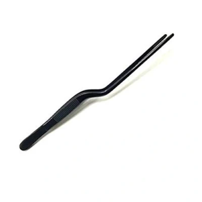 Image of Chef Plating Tweezers Tongs Serving Presentation Stainless Steel Offset Chef,Food (Black, 20cm)